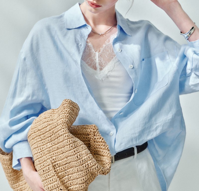 【100%亚麻】法式简约/老钱风/松弛感衬衫 - 女装衬衫 - 棉．麻 多色