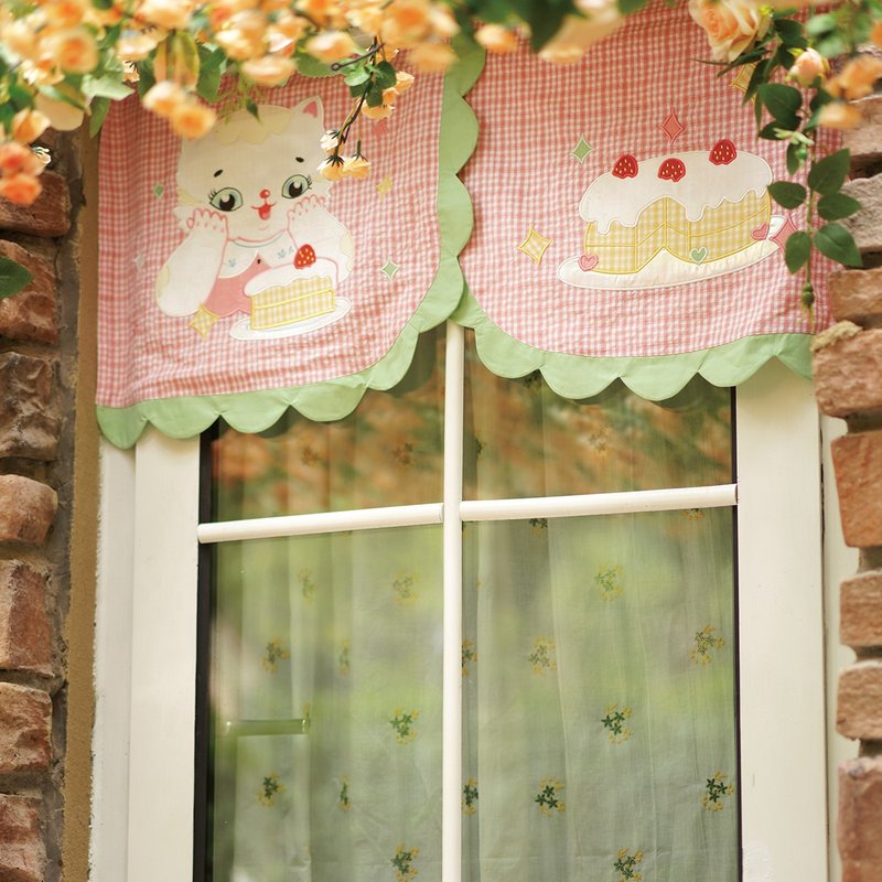 猫咪蛋糕 80s复古昭和 短门帘 刺绣布艺 - 门帘/门牌 - 棉．麻 多色