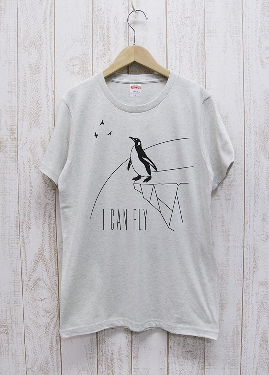 I CAN FLY Penguins Oatmeal / R010-T-OA - 中性连帽卫衣/T 恤 - 棉 白色