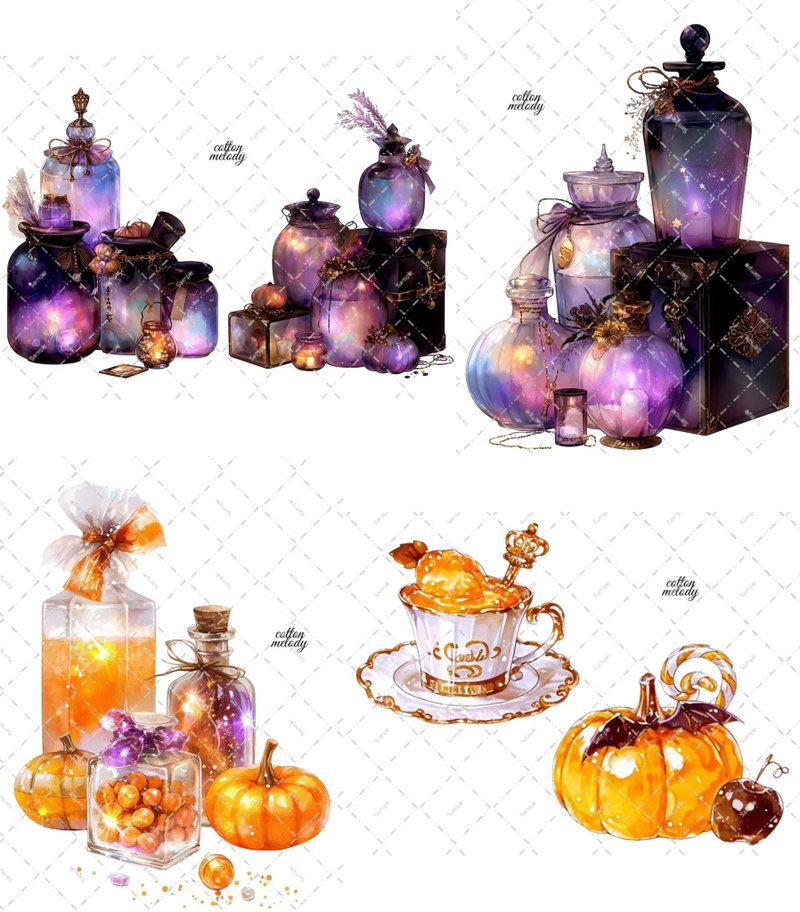 【万圣节装饰5】 万圣节 / 20种各2张合计40张 / cotton melody / 装饰贴纸 / 人物贴纸【大尺寸系】 - 贴纸 - 纸 