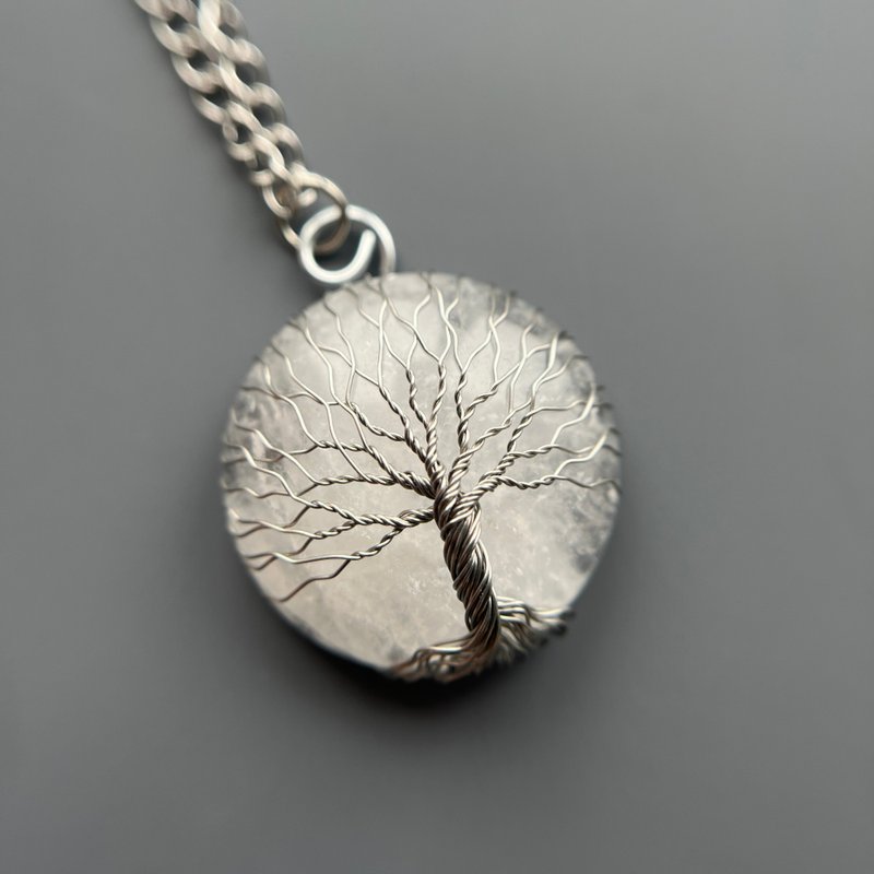 水晶生命之树项链 – 能量防护礼物，疗愈之石 - 项链 - 石头 银色