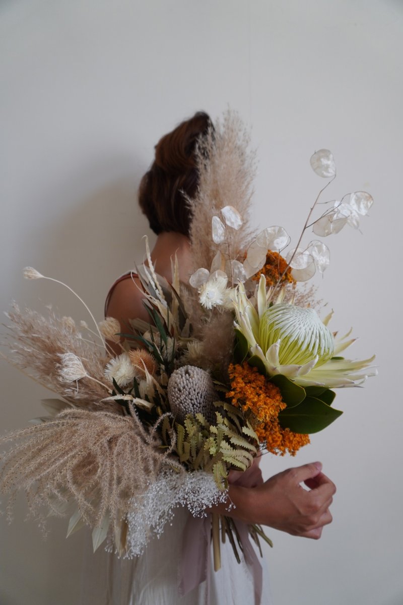 大地色大型干燥捧花 - 干燥花/捧花 - 植物．花 卡其色