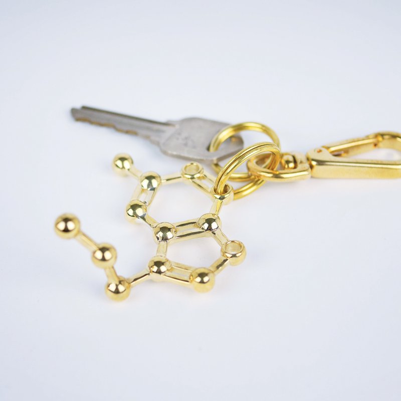 【化学之美】血清素 黄铜 钥匙圈 吊饰 - 吊饰 - 铜/黄铜 金色