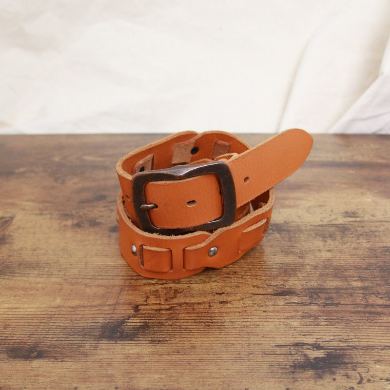 Back to Green-经典复古腰带  亮橘 节扣 bt-18 //vintage belt - 皮带/腰带 - 真皮 