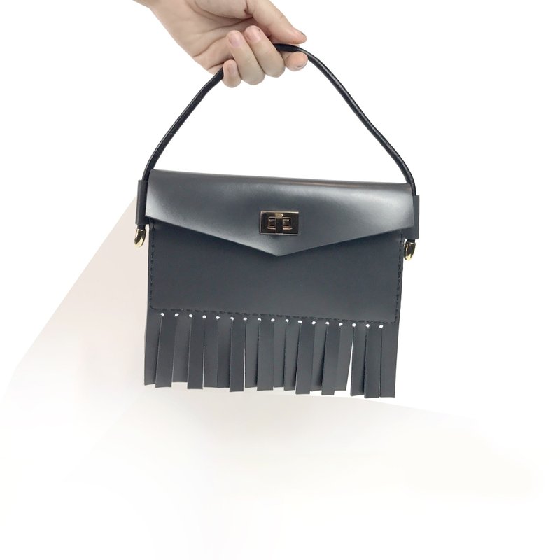 Zemoneni 全手作 牛皮  优雅手机包 手提包 珍珠灰 - 手提包/手提袋 - 真皮 灰色