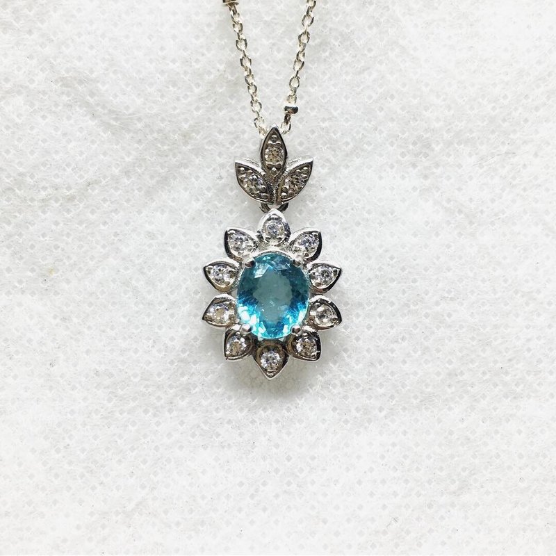 丹泉石天然宝石纯银项链 - 项链 - 纯银 蓝色