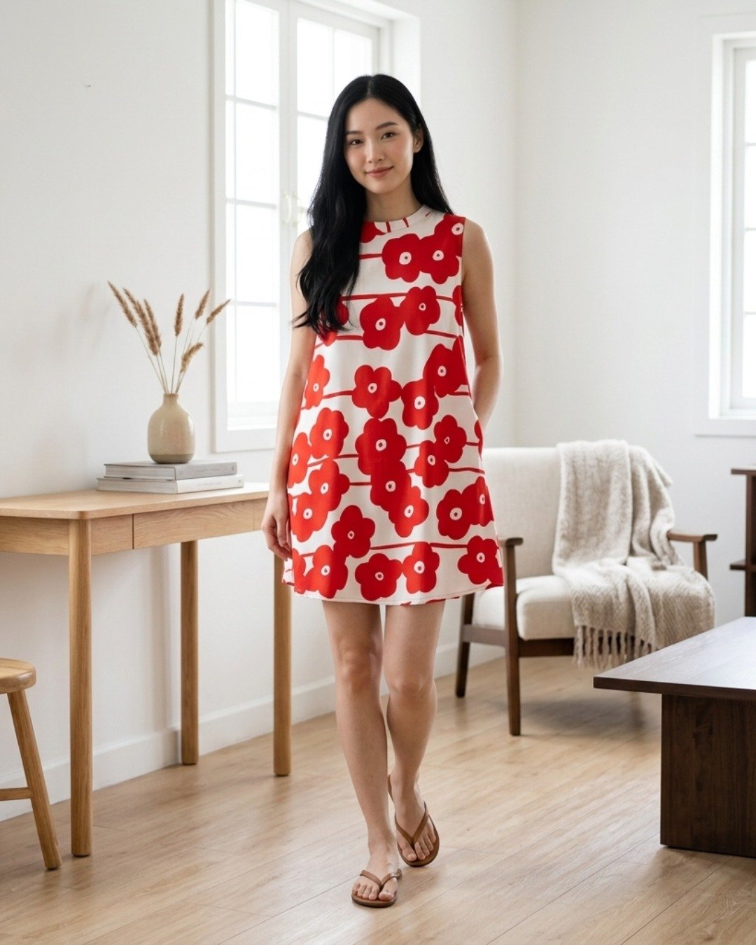 Short Dress Cotton Rayon Hand Paint - 洋装/连衣裙 - 棉 
