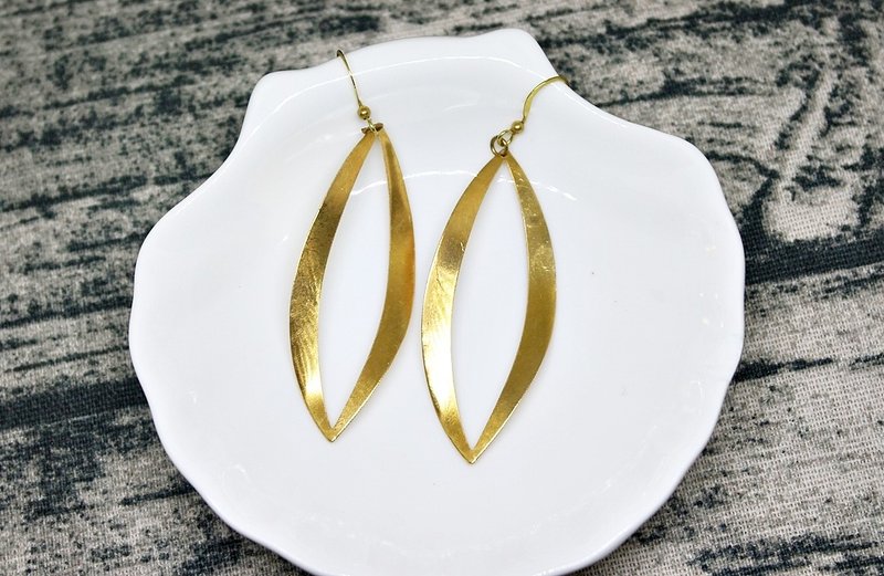 纯黄铜＊长纹＊-勾式耳环 #欧美风潮# #大款耳环# - 耳环/耳夹 - 其他金属 金色