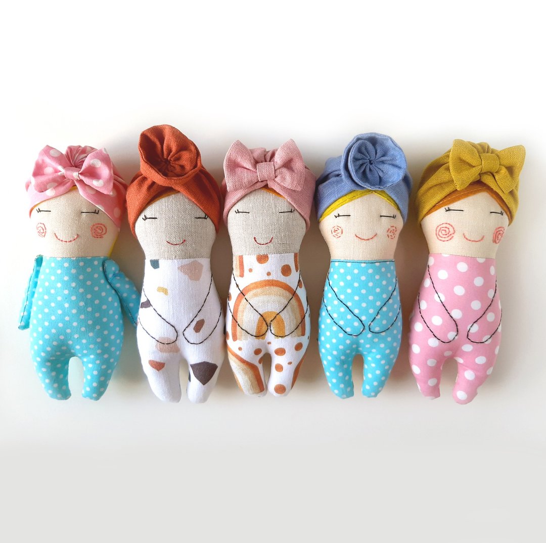 Cloth doll Sewing Pattern PDF Fabric Doll in Turban Pattern Easy for beginners - 编织/刺绣/羊毛毡/裁缝 - 棉．麻 多色