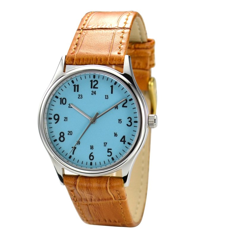 简约1-24数字 Island Paradise 面 手表 男女合用 全球包邮 - 女表 - 其他金属 蓝色