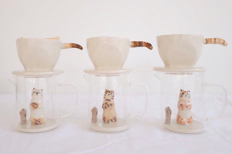 VILAN Drip coffee set | Thai cat shape - 咖啡壶/周边 - 陶 多色
