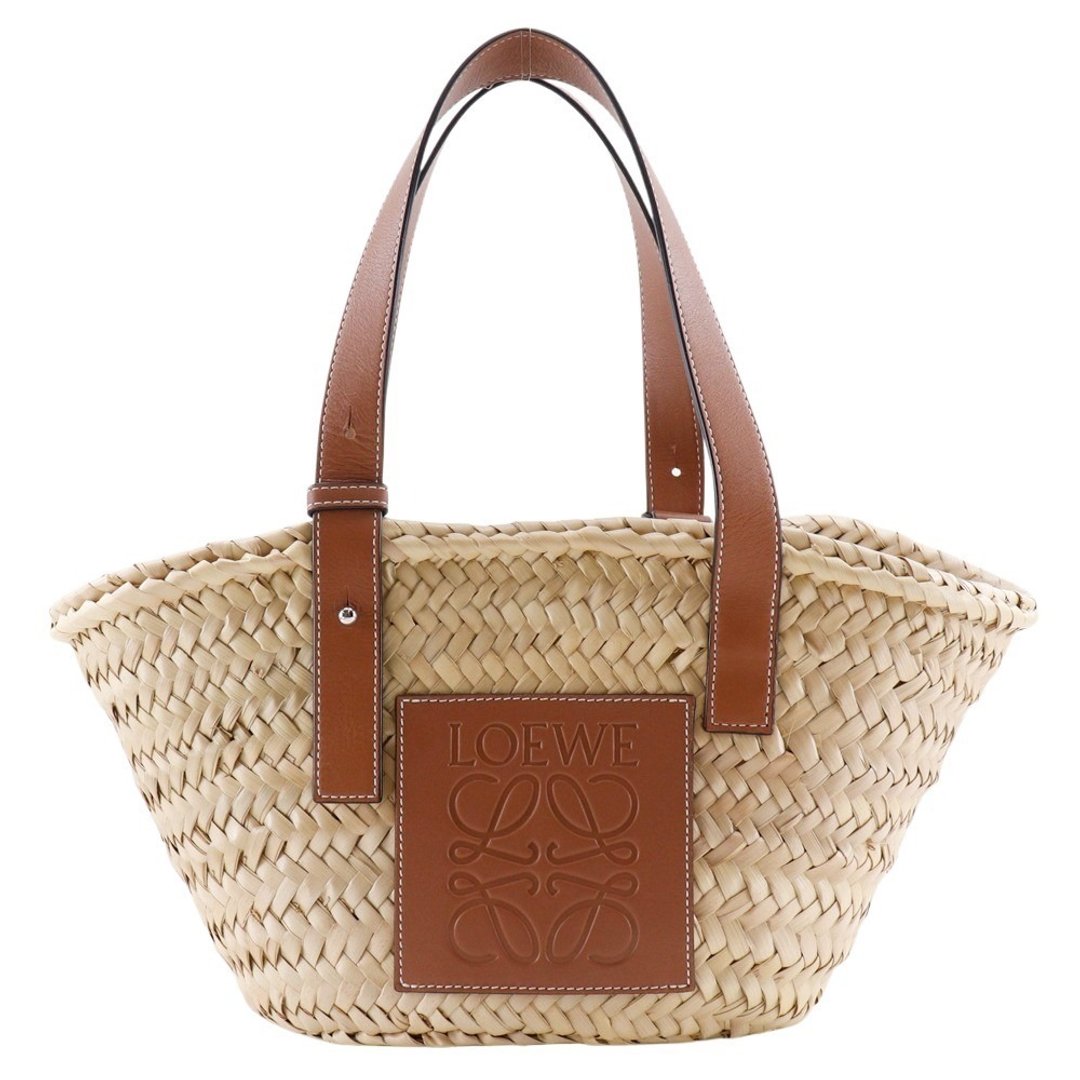 【日本直送】LOEWE 罗威仕 篮子包 小款 托特包 草编包 拉菲亚×皮革 棕色 女款【二手】 - 手提包/手提袋 - 竹 咖啡色