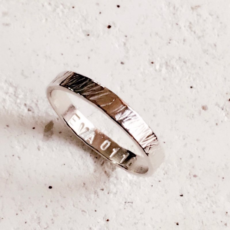 手工刻印效果 /参考用图请勿下单 谢谢/ - 戒指 - 纯银 银色
