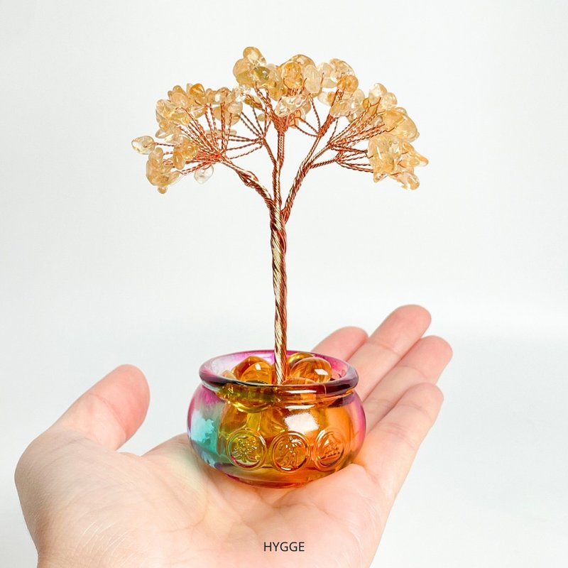 水晶树 水晶招财树 水晶发财树 聚宝盆 黄水晶 风水摆件 开运小物 - 摆饰 - 宝石 
