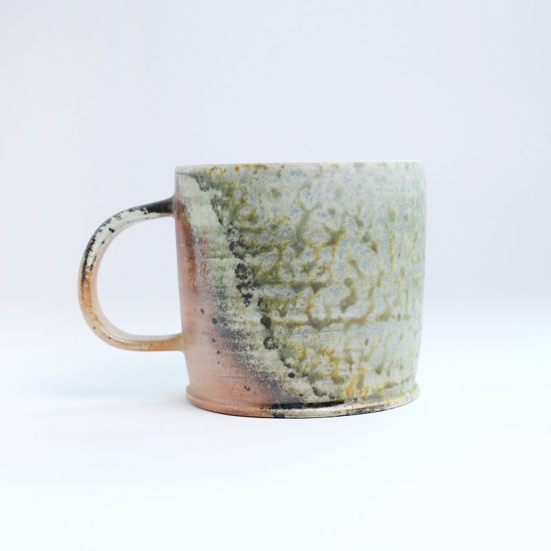明芽窑 | 柴烧志野重落灰把杯 绿 橘红 陶杯 杯子 茶杯 咖啡杯H10 - 咖啡杯/马克杯 - 陶 绿色