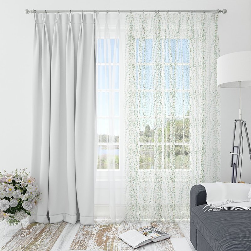 原创印花窗纱 HC1101 朵朵珠叶 亚麻纱/雪纺纱 - 门帘/门牌 - 聚酯纤维 