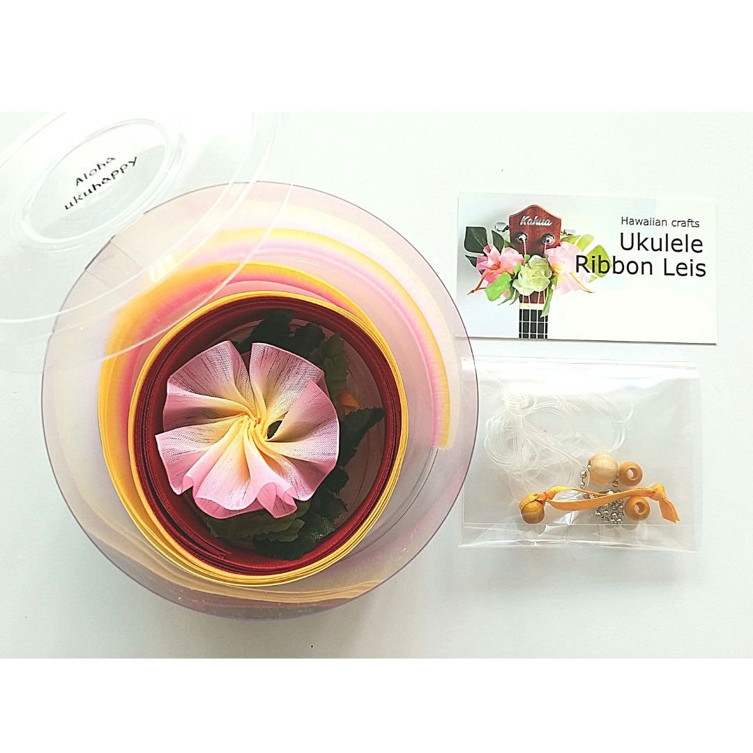 Ukulele ribbon leis DIY Kit with Tutorial | Craft Gift | - 吉他配件 - 棉 粉红色