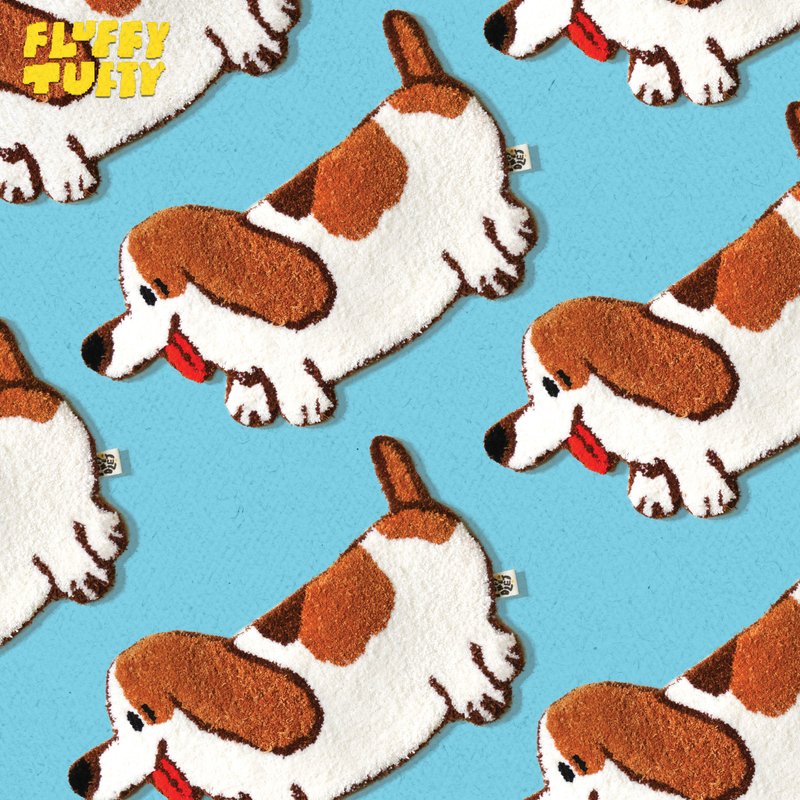 MADE TO ORDER - BASSET HOUND FLUFFY TUFTY RUG - 地垫/地毯 - 其他材质 咖啡色
