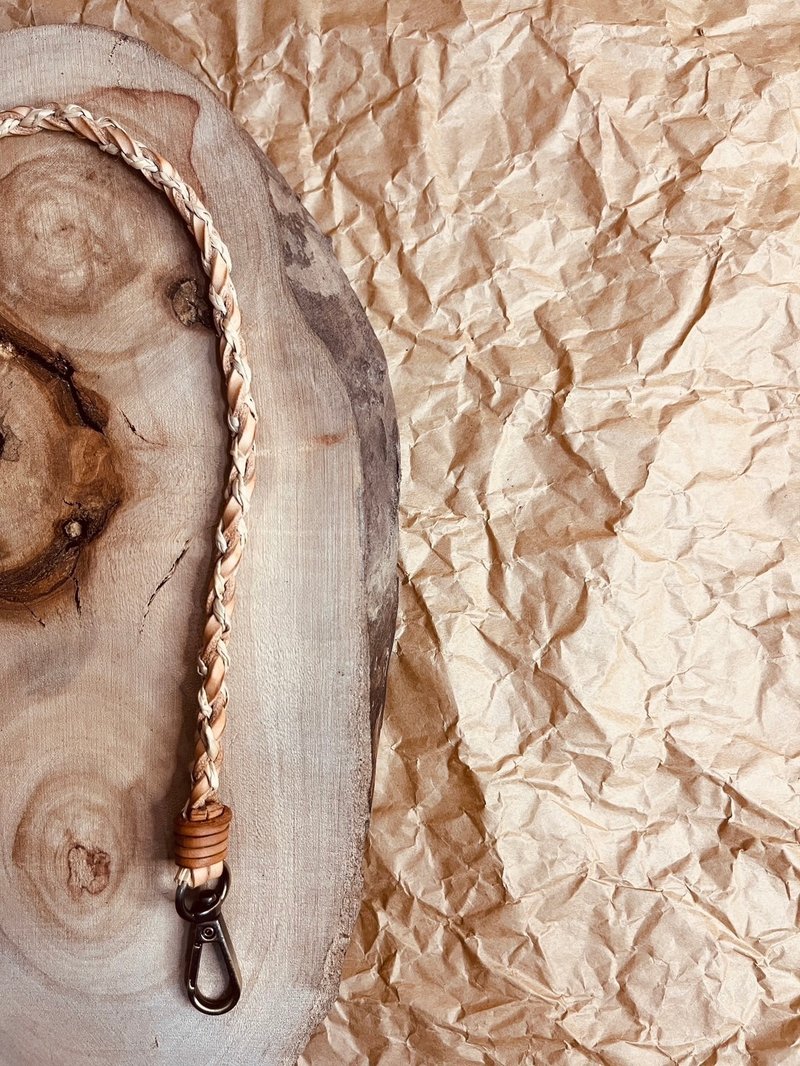 月桃叶编织皮革手机绳 - 其他 - 真皮 橘色