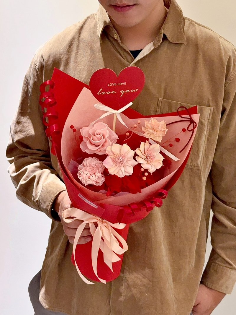 Sheng Garden 盛世花苑【红妆盛放的爱意】永生花束情人节母亲节 - 干燥花/捧花 - 植物．花 金色