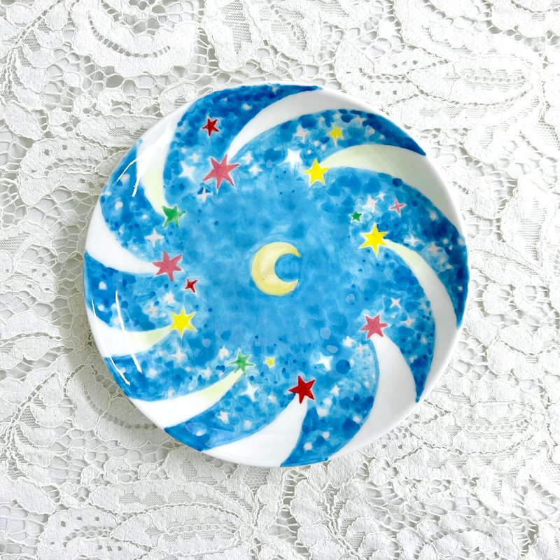 手绘陶瓷 • キラキラ流星雨 • 点心盘圆碟 - 盘子/餐盘/盘架 - 陶 蓝色