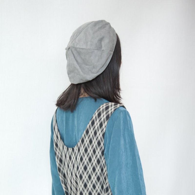 灰色/绒 手工双面帽子 六角帽 画家帽 - 帽子 - 其他材质 灰色