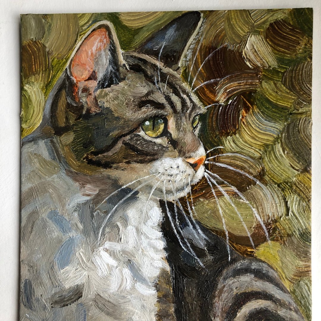 猫虎原创油画墙艺术家居动物肖像最喜欢的宠物 - 墙贴/壁贴 - 其他材质 卡其色