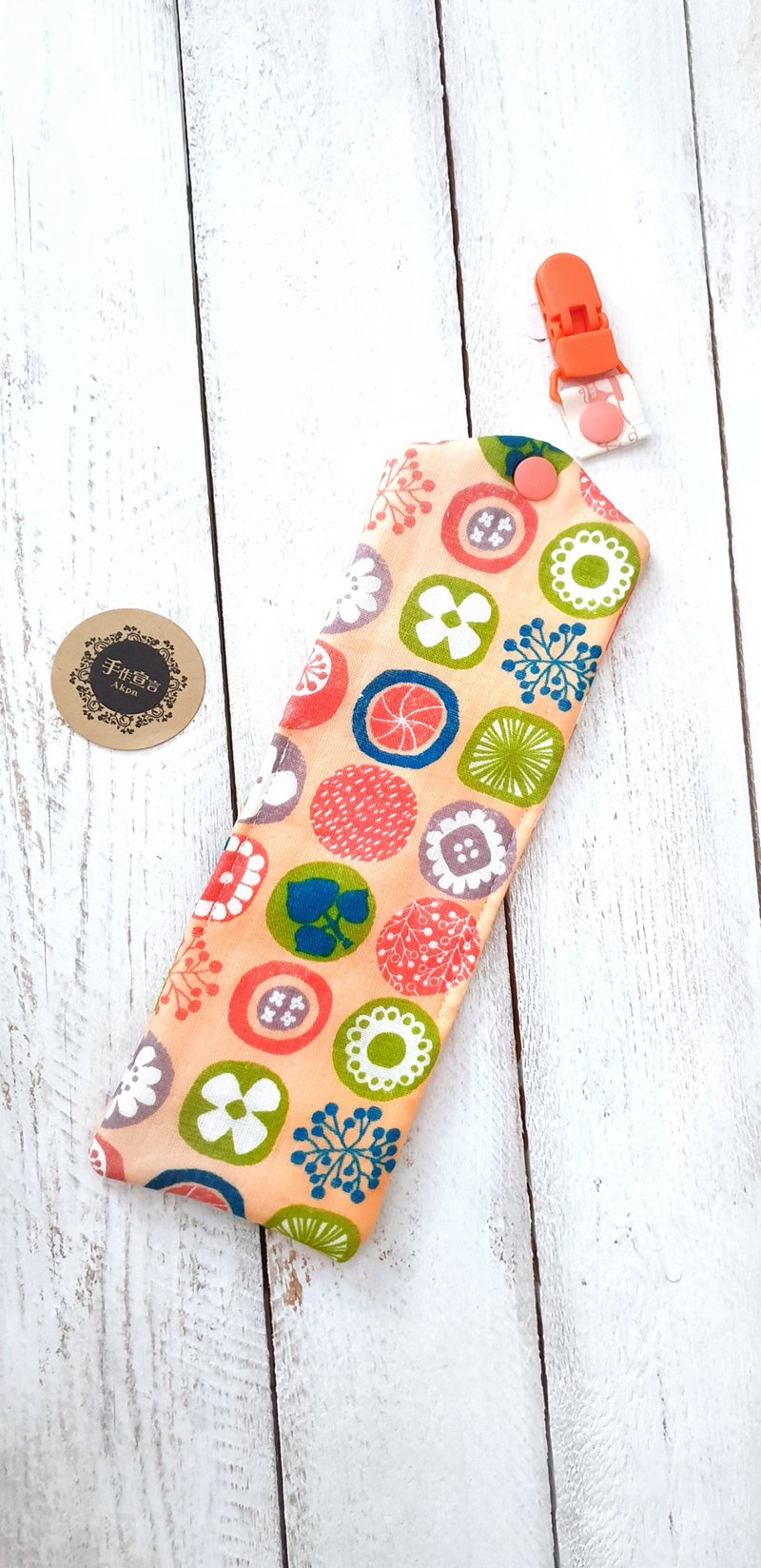 手工糖果 -橘-可拆式迷你六层纱手帕夹扣组 - 眼镜盒/眼镜布 - 棉．麻 橘色