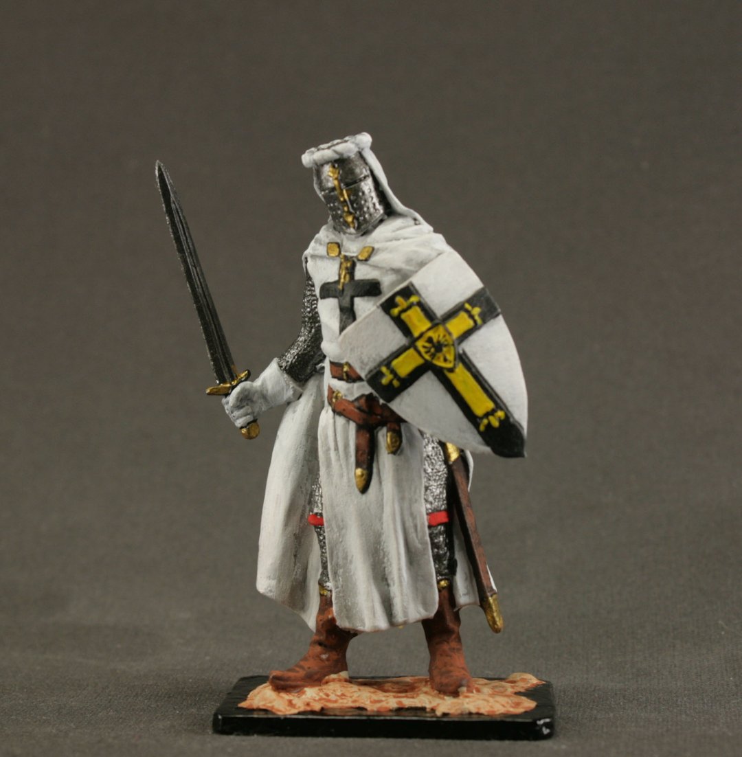 knight Middle Ages Hand Painted miniature figurine 54 mm Home Decor Gift for Man - 玩偶/公仔 - 其他金属 白色