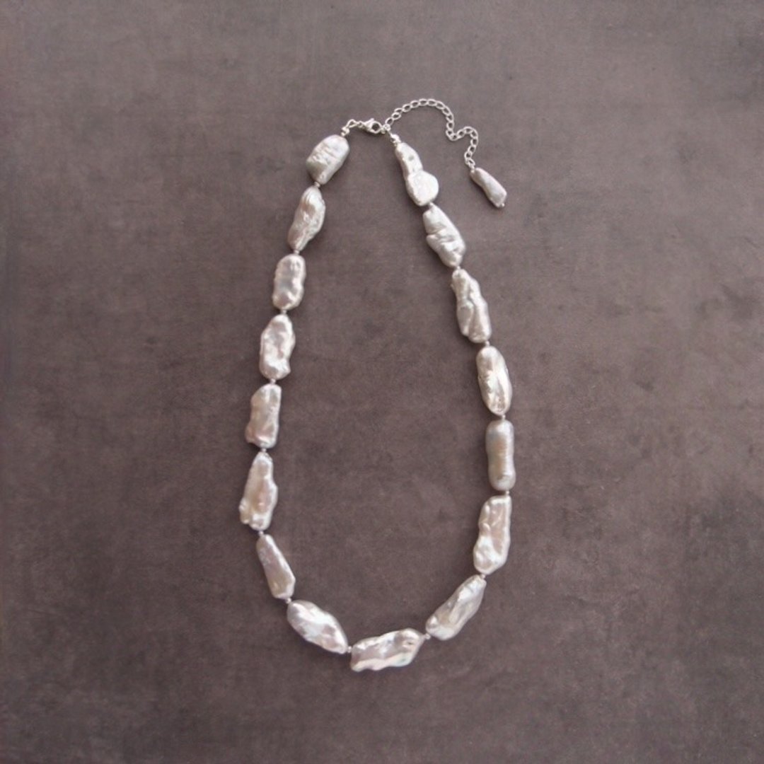 【SV】枇杷珠项链【浅灰色】 - 项链 - 宝石 灰色