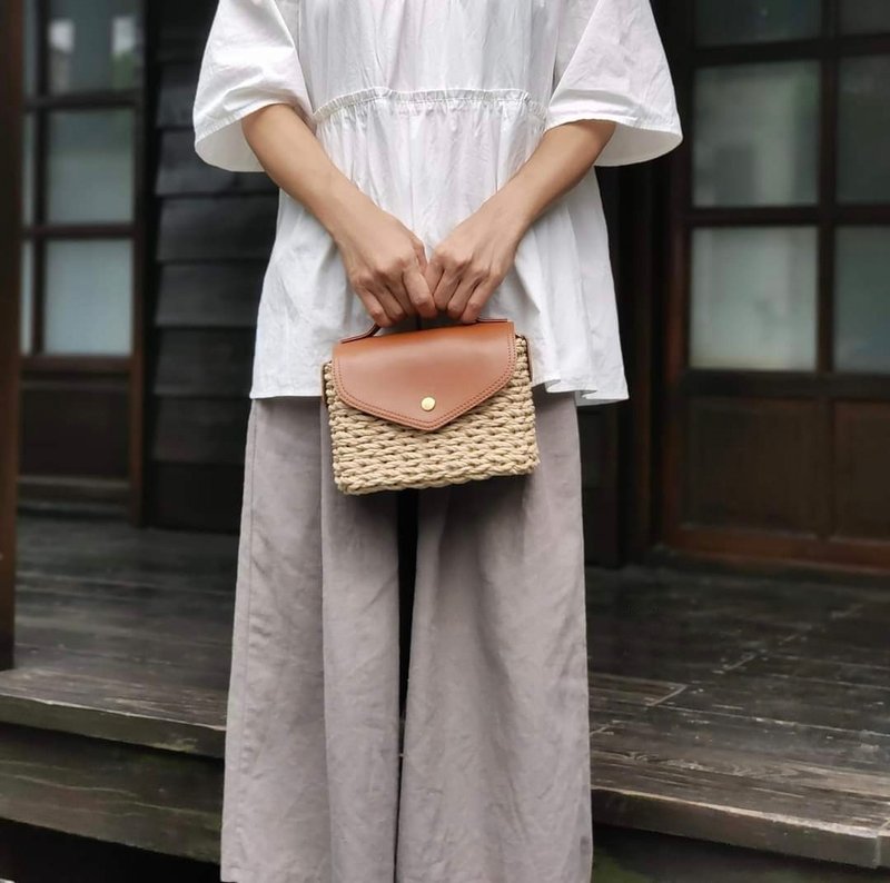 秋日日系小方包 DIY 编织材料包【含材料包及在线教学影片】 - 编织/刺绣/羊毛毡/裁缝 - 纸 卡其色