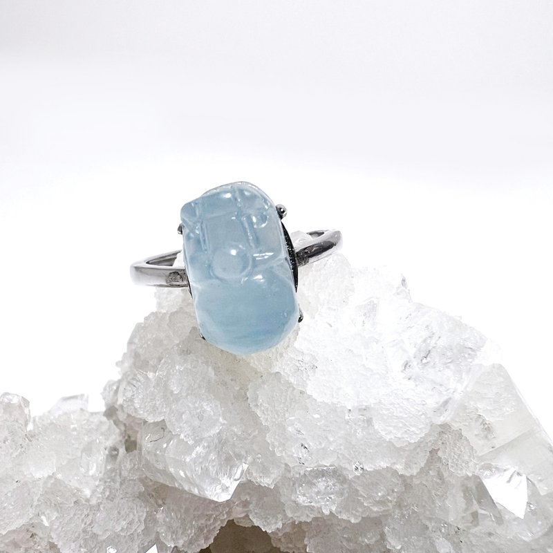 说话。 戒指 半银 一图一物 疗愈 貔貅 水逆必备 l 海蓝宝 皮皮 l - 戒指 - 宝石 蓝色