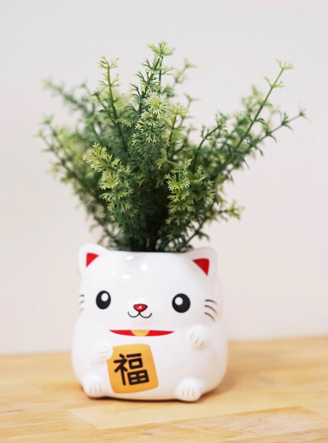 Lucky Niko 招财猫疗愈小盆栽 - 植栽/盆栽 - 陶 白色