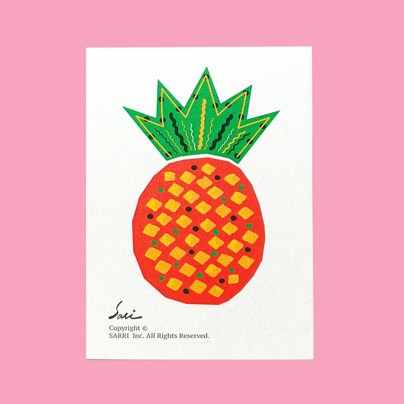 明信片 小海报 防水贴纸 机车贴纸 行李箱贴纸  旺来 凤梨 卡片 - 卡片/明信片 - 纸 粉红色