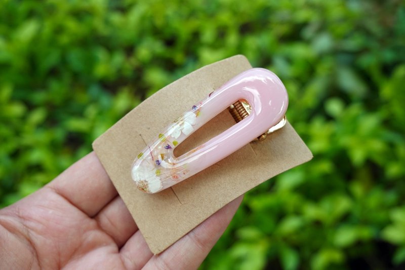 【晨雾白影】 手工滴胶发夹 - 发饰 - 树脂 粉红色