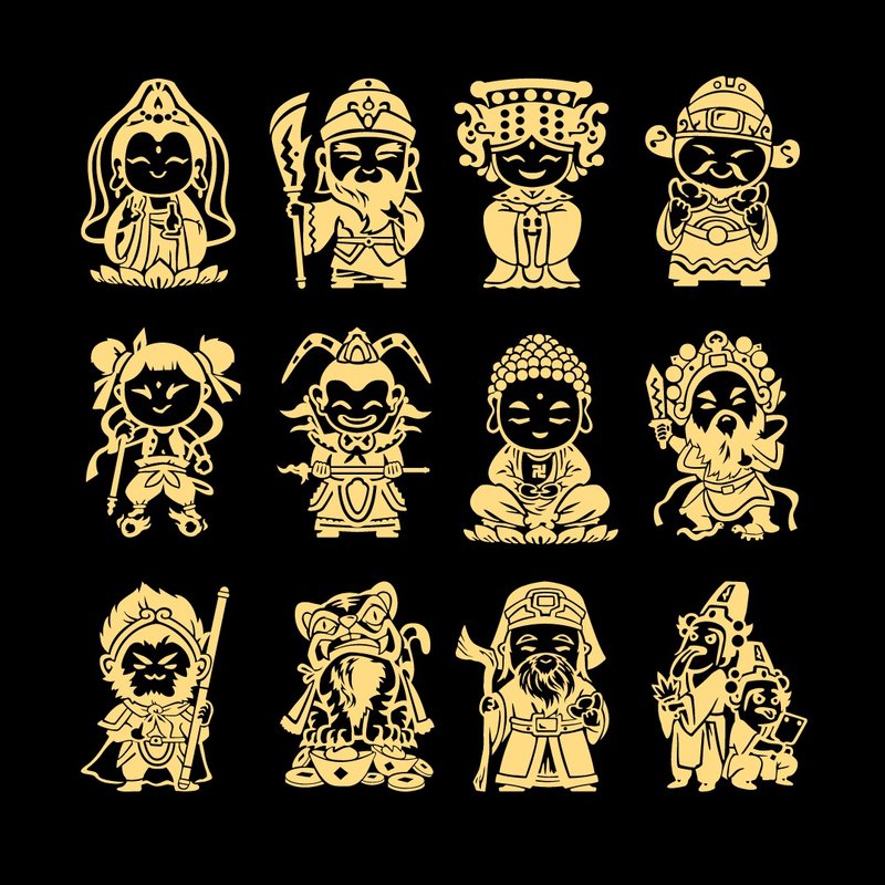 妈祖 三太子 关公 财神爷 神明系列 保平安 防水耐晒 无底篓空 - 贴纸 - 防水材质 