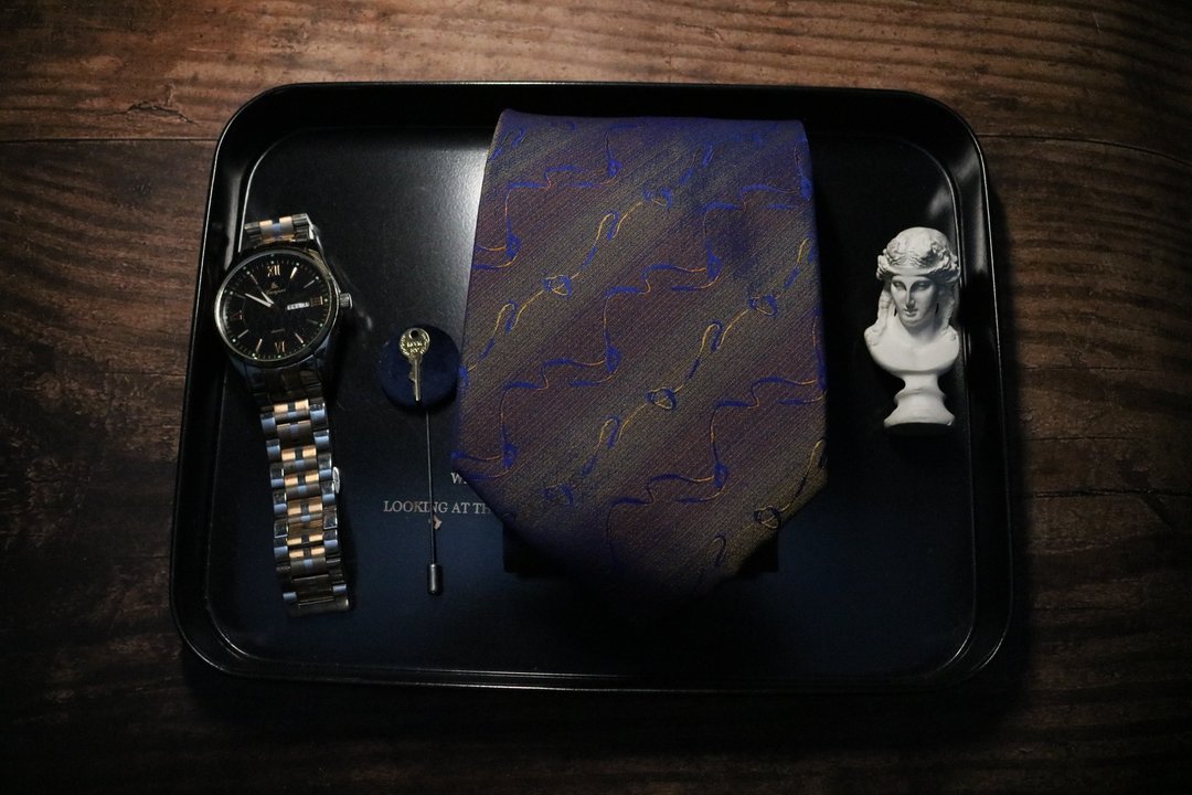 褐色曲线领带型男绅士necktie正装百搭款式 - 领带/领带夹 - 丝．绢 咖啡色