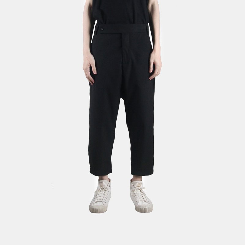 低档合版八分裤 - 男士长裤 - 聚酯纤维 黑色