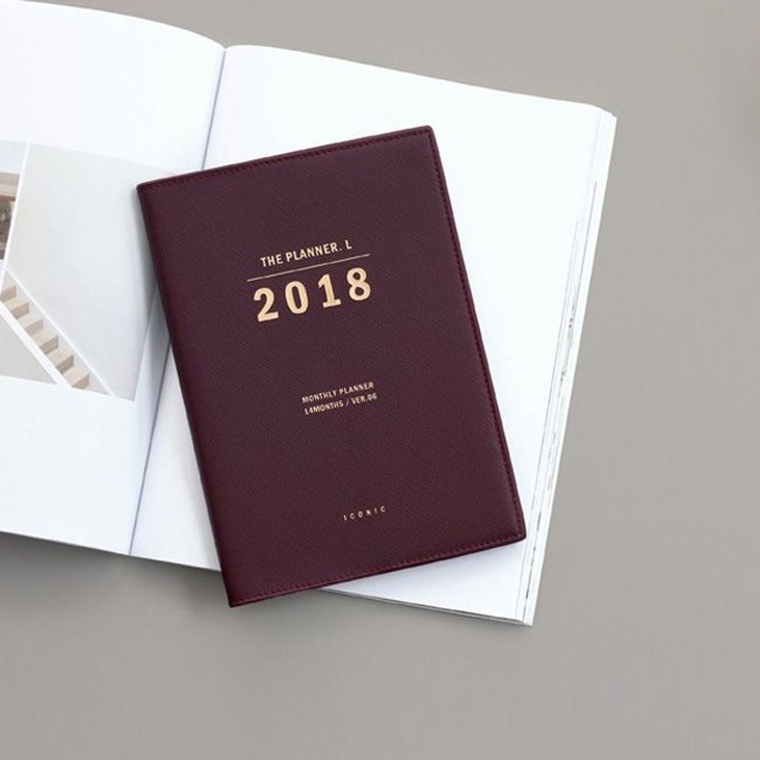 ICONIC 2018经典月志L(时效)-勃根地红,ICO50411 - 年历/台历 - 纸 红色