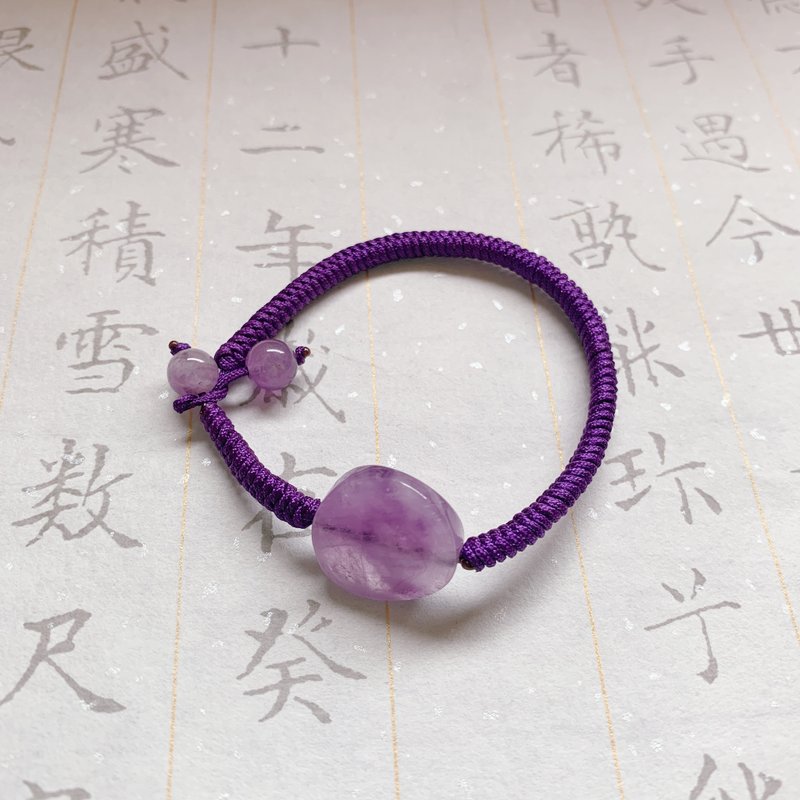 售完供欣赏 葡萄醉了。天然薰衣草紫水晶复古编织手绳 工作手链 - 手链/手环 - 水晶 紫色