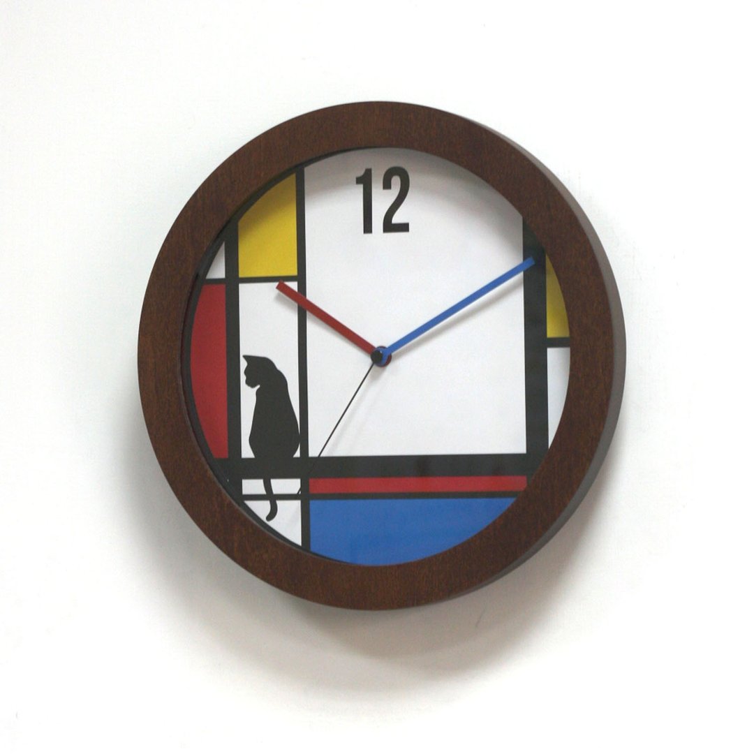 蒙德里安窗边的猫 壁挂时计 - 时钟/闹钟 - 木头 