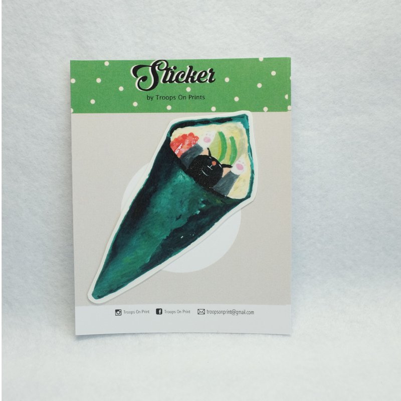 Waterproof Sticker- Sushi Cat - 印章/印台 - 纸 绿色