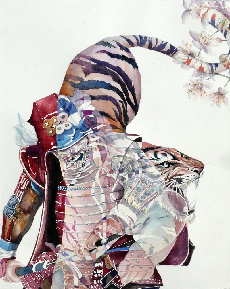 虎影剑心-流年-原作水彩艺术画/艺术挂画/精致居家装饰/浮世绘 - 海报/装饰画/版画 - 纸 蓝色