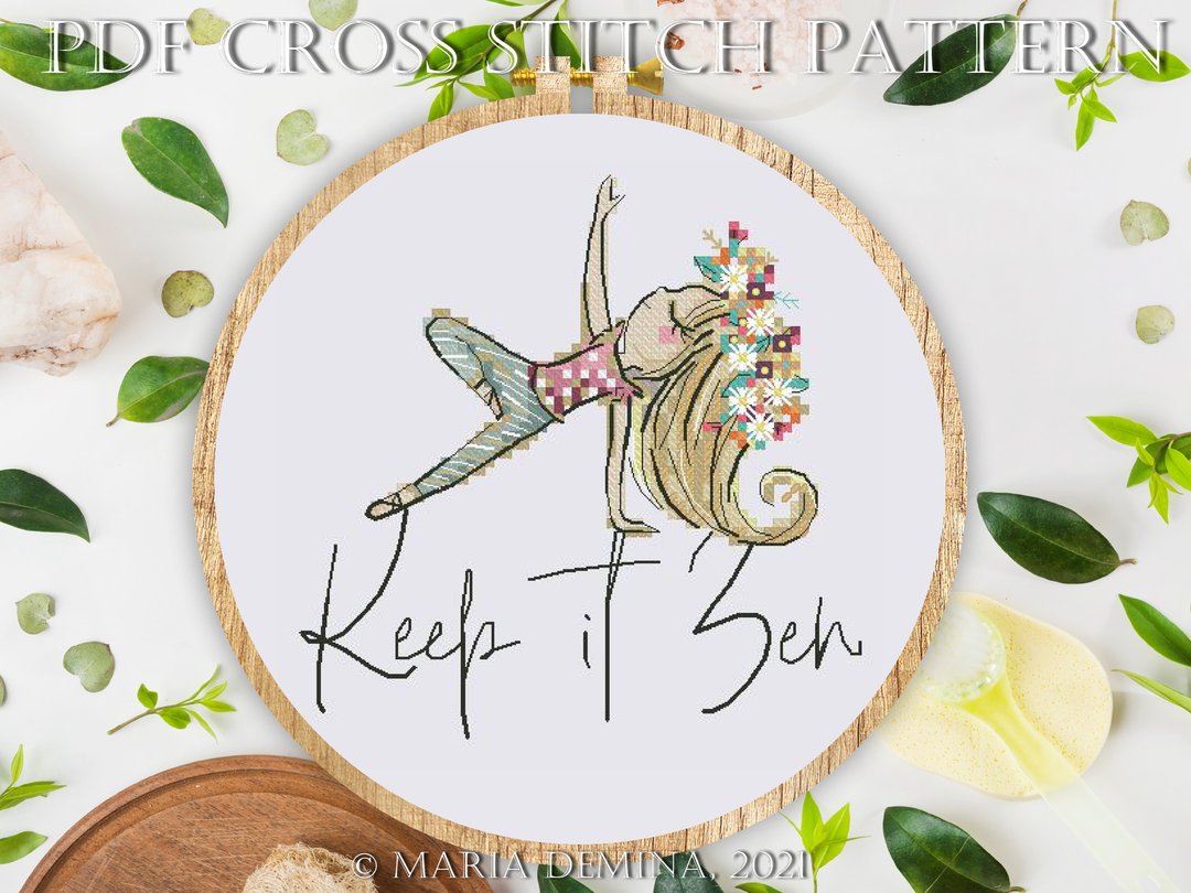 Zen Girl I PDF cross stitch pattern - 手工艺教程/工具书 - 其他材质 