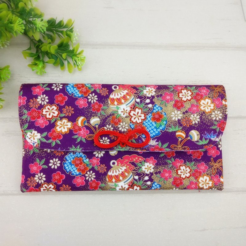 平安铃铛-4色可选。布红包袋 / 口罩收纳袋 (可免费绣名字) - 皮夹/钱包 - 棉．麻 紫色