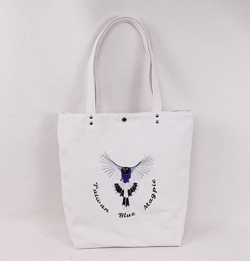 台湾特有种  ~  蓝鹊   刺绣  购物袋  帆布袋(小) - 侧背包/斜挎包 - 棉．麻 