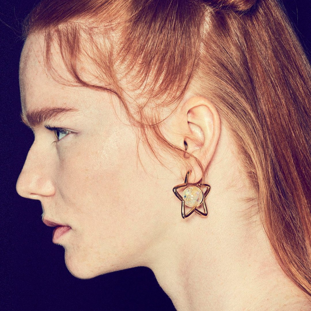 Star Snowball Earrings - 耳环/耳夹 - 玻璃 
