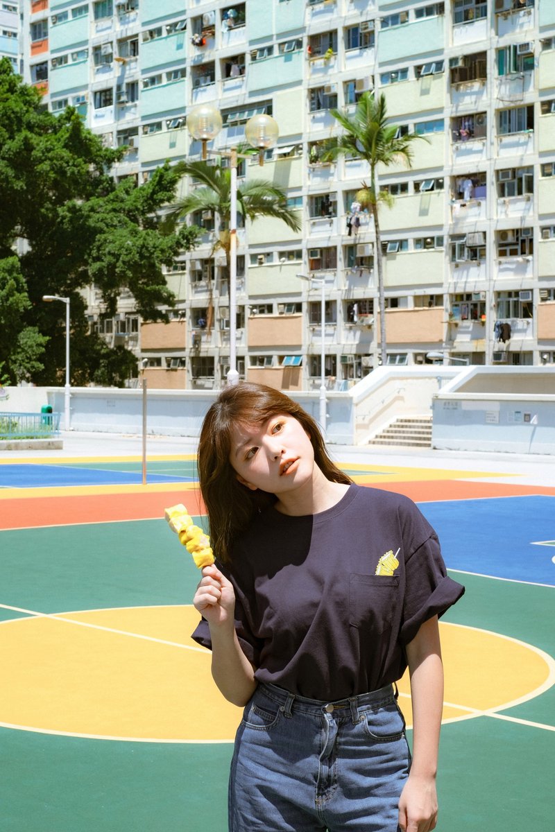 【Pinkoi x 香港烧卖关注组】随身带烧卖厚感纯棉圆领短袖Tee - 中性连帽卫衣/T 恤 - 棉．麻 蓝色