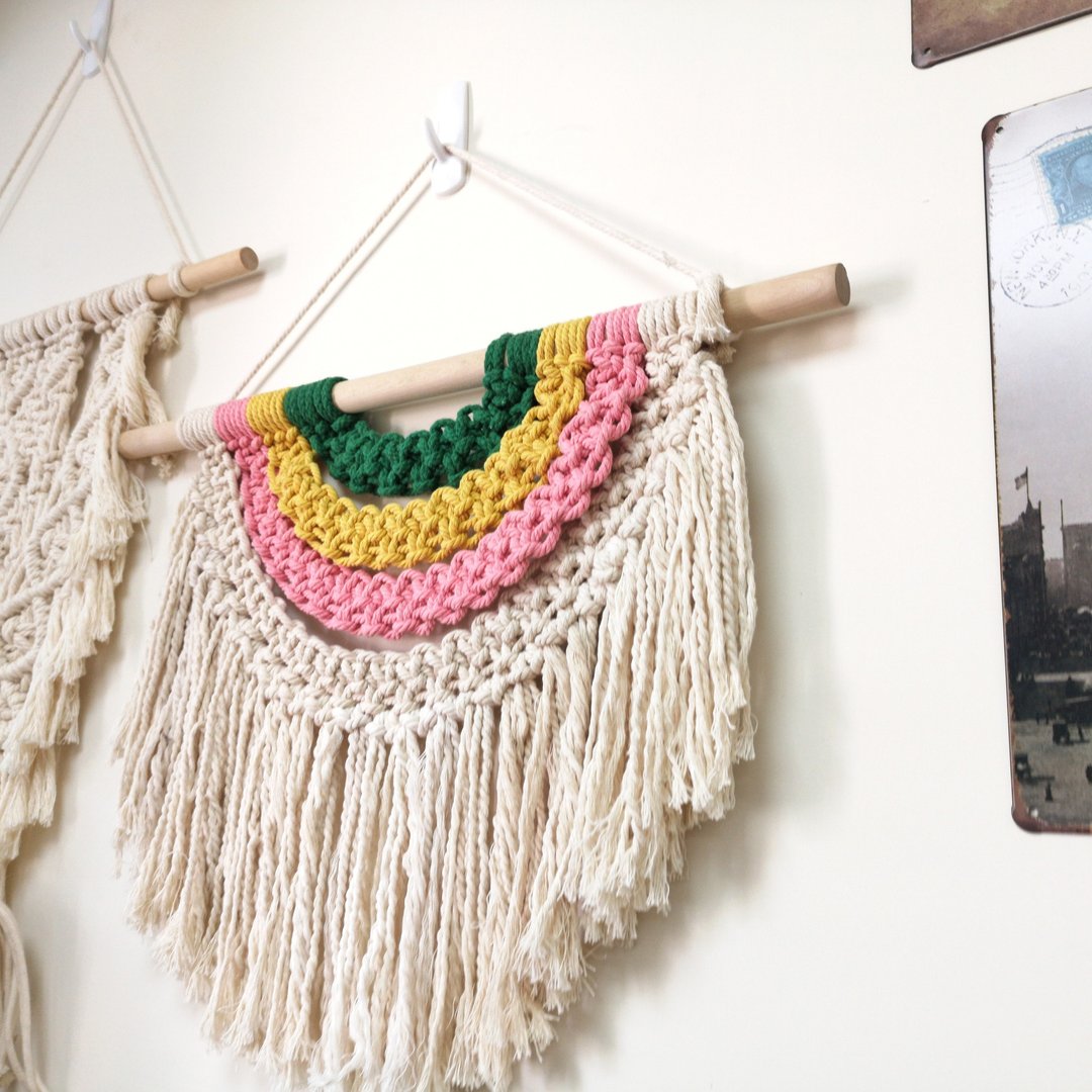 Macrame彩虹挂毯【 Diy Macrame Wall Hanging kit】 - 编织/刺绣/羊毛毡/裁缝 - 棉 