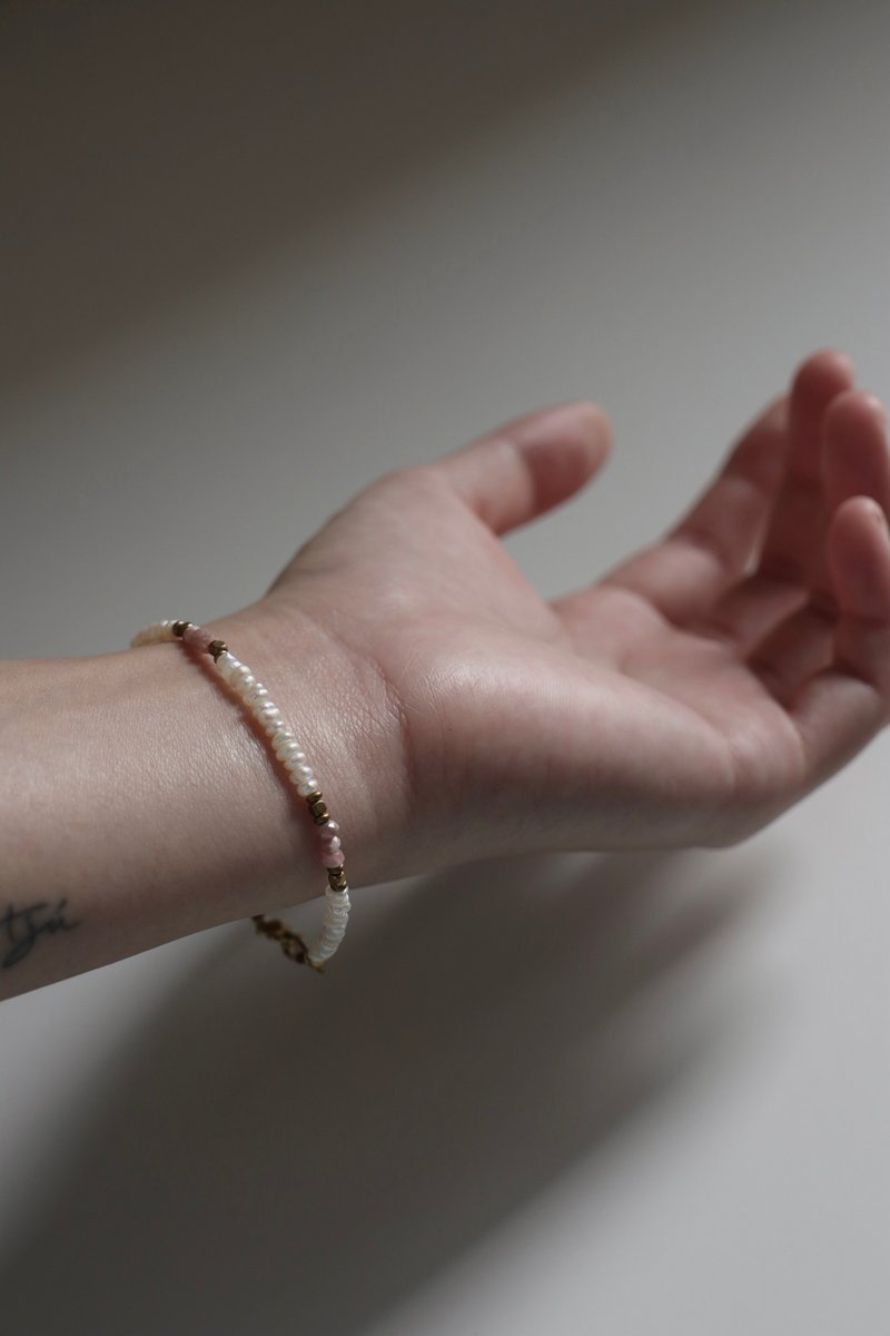 玛利安菱锰矿珍珠手链 - 手链/手环 - 珍珠 白色